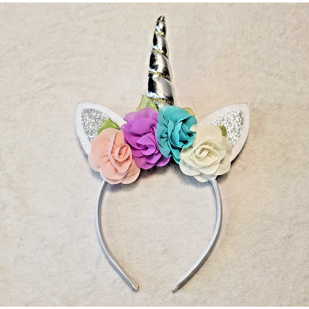 Mythical Unicorn Horn Floral Headband Hairband Fancy Dress-up Costume Accessory